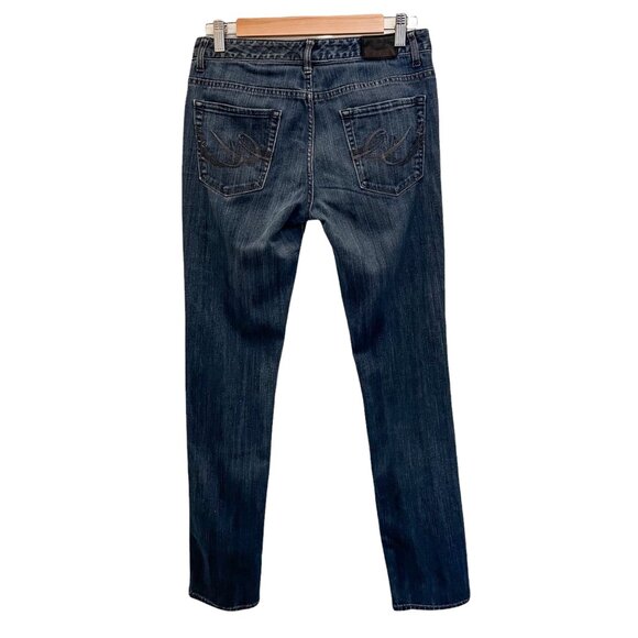 Express MIA Womens Ultra Skinny‎ Slightly Distressed Logo Blue Jeans Size 6 - Picture 2 of 8